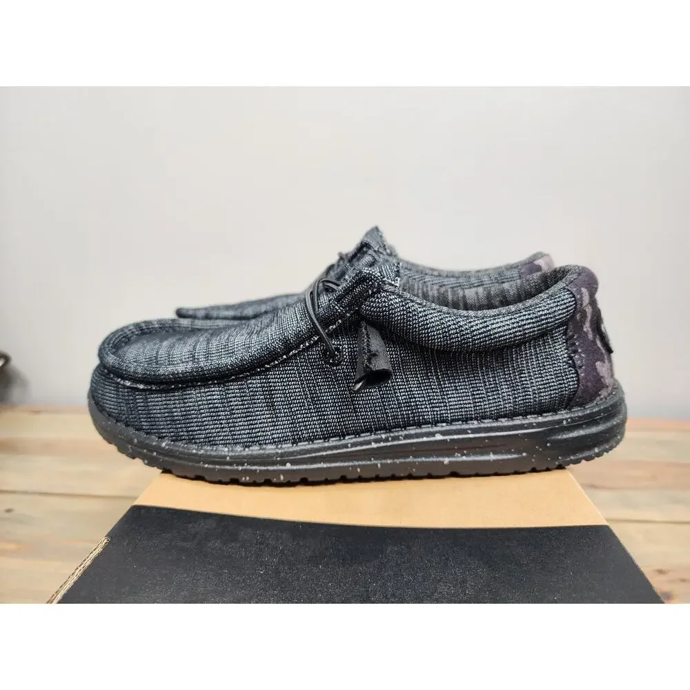 Hey Dude Mens Wally MIDNIGHT BUNKER Woven Loafer Carbone 40024-0XK Size 8